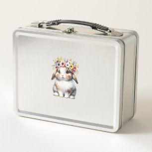 Easter Bunny for Women Girls - Easter Bunny Flower Metal Lunch Box