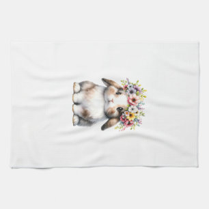 Easter Bunny for Women Girls - Easter Bunny Flower Tea Towel