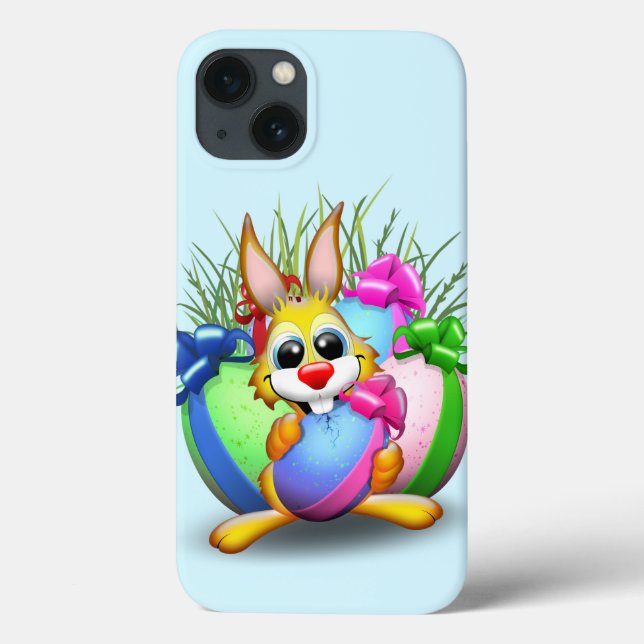 Easter Bunny Funny and Cute Character Biting an Eg Case-Mate iPhone Case (Back)