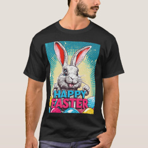 Easter Bunny Funny Easter Eggs Pop Art Style Easte T-Shirt