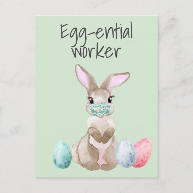 Easter bunny Funny Essential Worker Covid Holiday Postcard (Front)