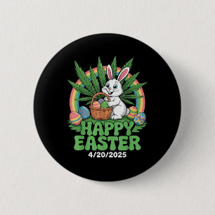 Easter Bunny Funny Weed Smoking Rabbit 4_20 Day 6 Cm Round Badge