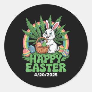 Easter Bunny Funny Weed Smoking Rabbit 4_20 Day  Classic Round Sticker