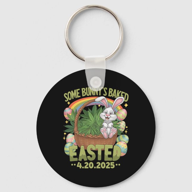 Easter Bunny Funny Weed Smoking Rabbit Day _2  Key Ring (Front)