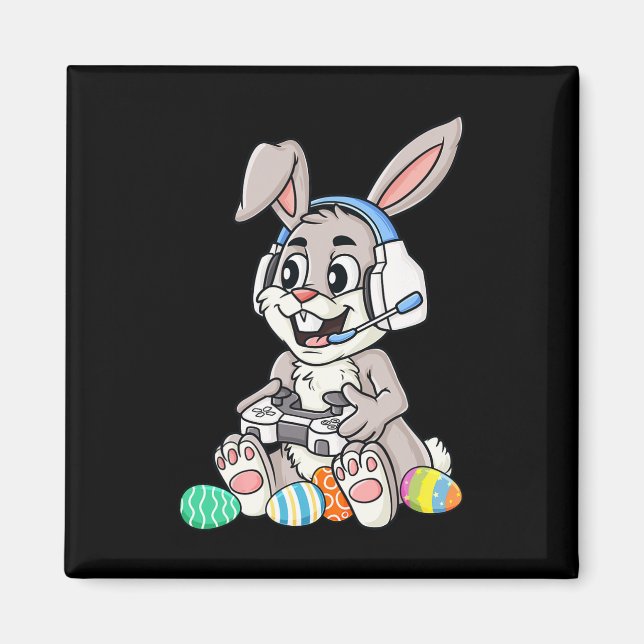 Easter Bunny Gamer Fun Eggs Gaming Toddler Boys Ki Magnet (Front)