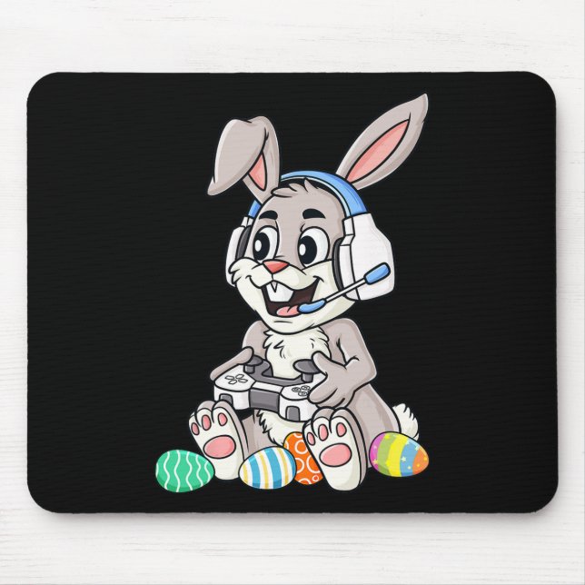 Easter Bunny Gamer Fun Eggs Gaming Toddler Boys Ki Mouse Pad (Front)