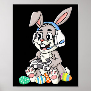Easter Bunny Gamer Fun Eggs Gaming Toddler Boys Ki Poster
