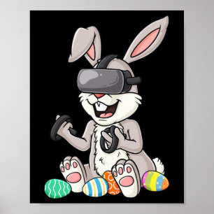Easter Bunny Gamer Fun Eggs Gaming Toddler Boys Ki Poster