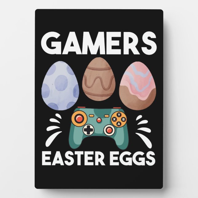 Easter Bunny Gamer Gaming Boy Love Easter Eggs Plaque (Front)