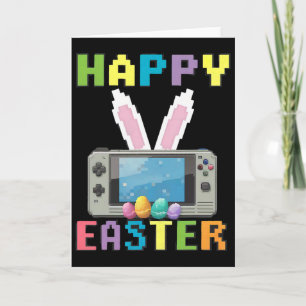 Easter Bunny Gamer With Video Game Controller Card