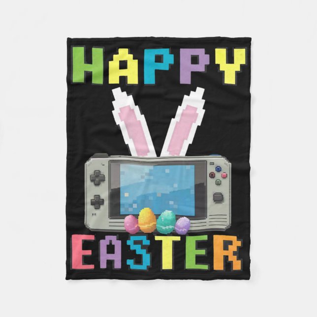 Easter Bunny Gamer With Video Game Controller  Fleece Blanket (Front)