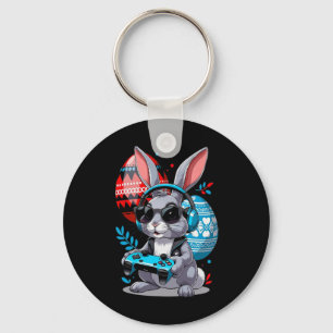 Easter Bunny Gaming Controller And Eggs In Festive Key Ring