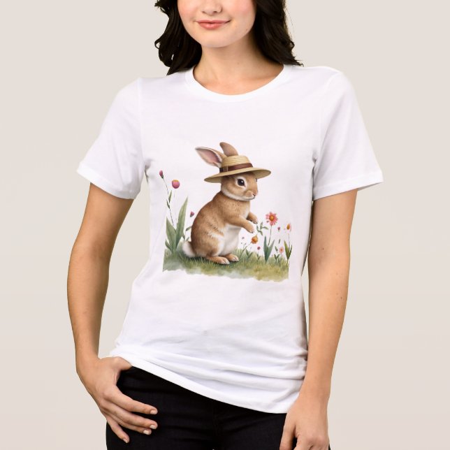 easter bunny garden Tri-Blend shirt (Front)
