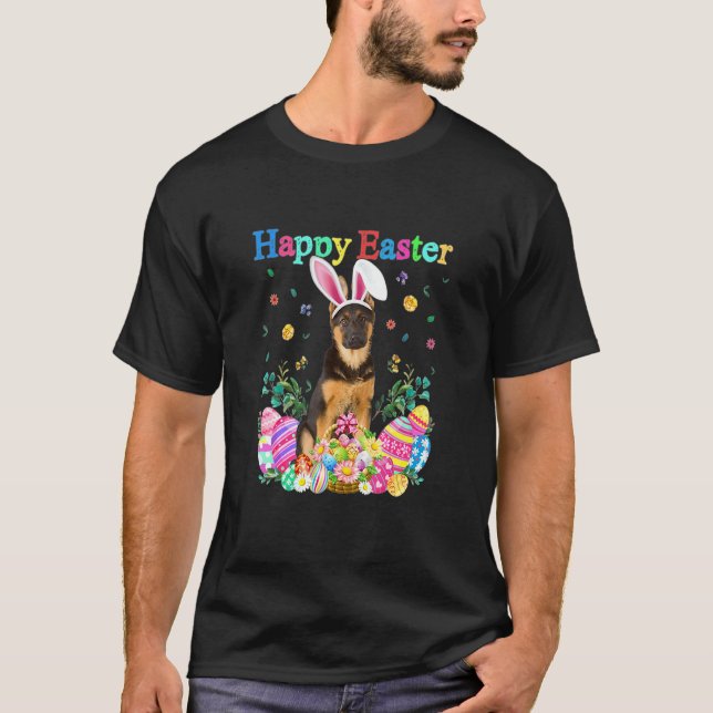 Easter Bunny German Shepherd Dog With Easter Eggs  T-Shirt (Front)