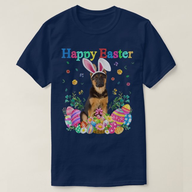Easter Bunny German Shepherd Dog With Easter Eggs  T-Shirt (Design Front)