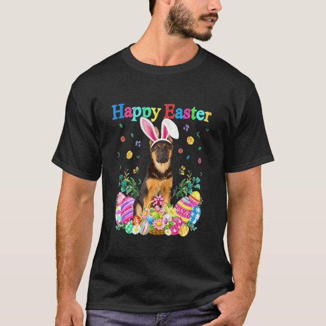 Easter Bunny German Shepherd Dog With Easter Eggs  T-Shirt (Front)