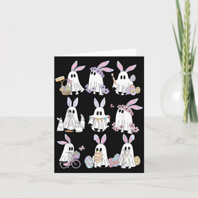 Easter Bunny Ghost Spooky Easter Day Rabbit Lover Card (Front)