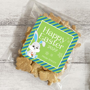 Easter Bunny Gift Sticker & Labels (blue green)