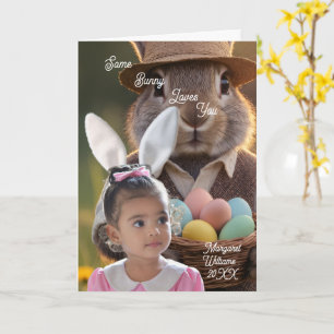 Easter Bunny Girl Photo Customise  Card