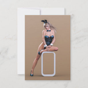 Easter Bunny Girl Sitting on Round Edge Cube Thank You Card