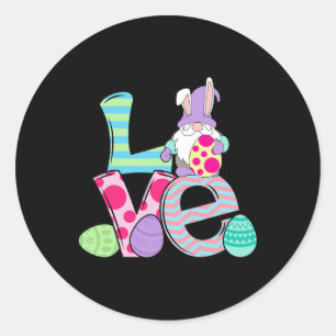 Easter Bunny Gnome Funny Easter Day Eggs Bunny Gno Classic Round Sticker