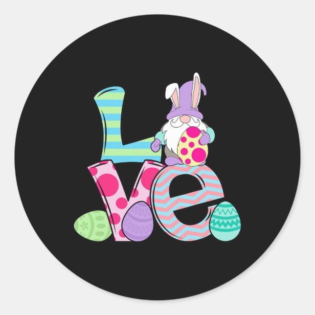 Easter Bunny Gnome Funny Easter Day Eggs Bunny Gno Classic Round Sticker (Front)