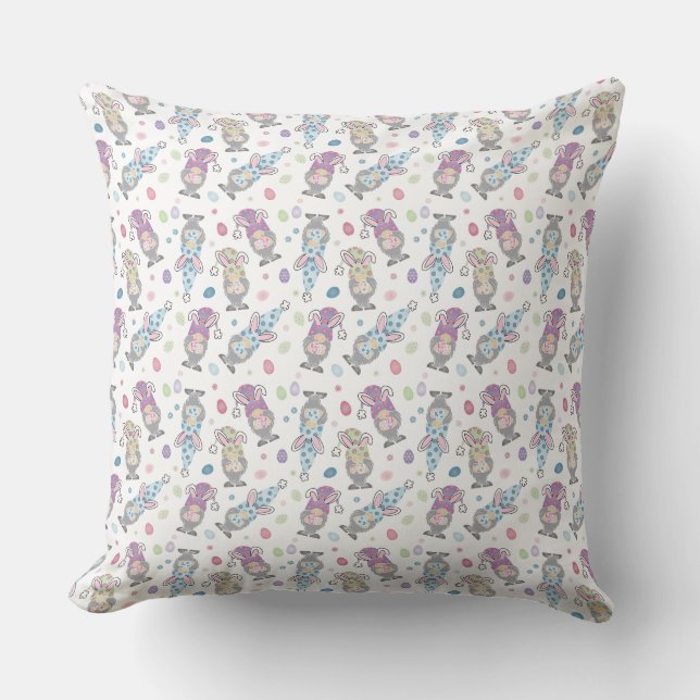 Easter Bunny Gnome Pattern Cushion (Front)