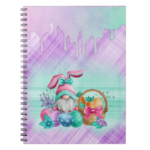 Easter Bunny Gnome With Basket Eggs  Notebook