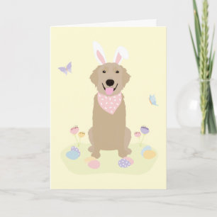Easter Bunny Golden Retriever Card
