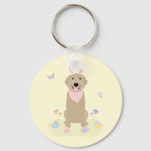 Easter Bunny Golden Retriever Key Ring