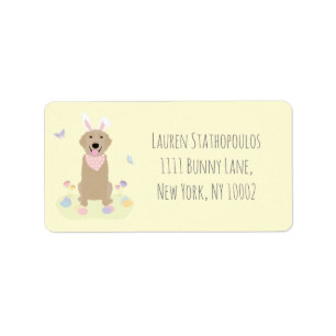 Easter Bunny Golden Retriever  Label
