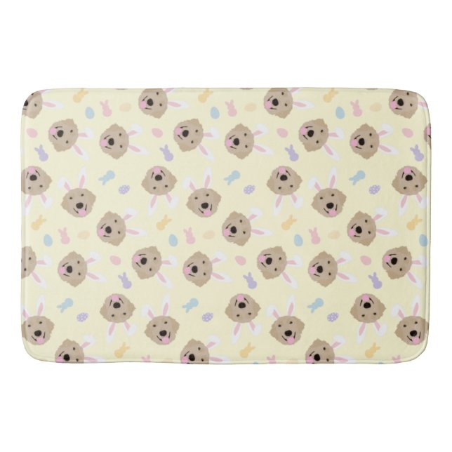 Easter Bunny Golden Retriever Pattern Bath Mat (Front)