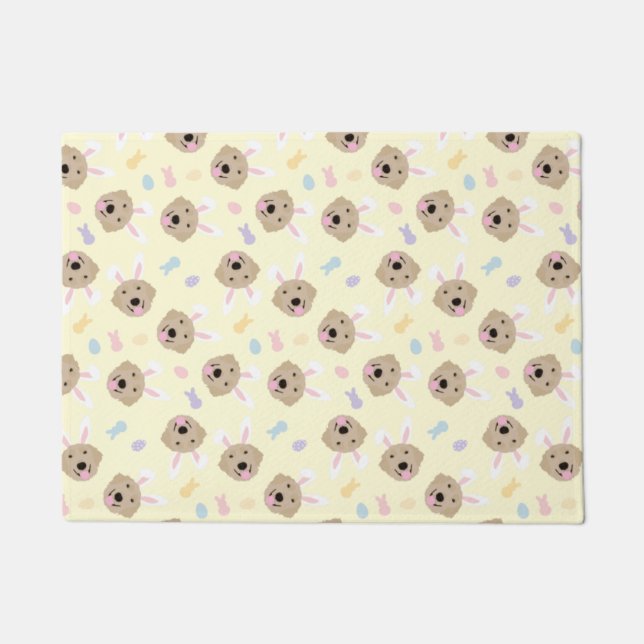 Easter Bunny Golden Retriever Pattern Doormat (Front)