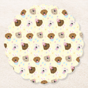 Easter Bunny Golden Retriever Pattern Paper Coaster