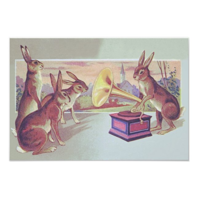 Easter Bunny Gramophone Phonograph Photo Print (Front)