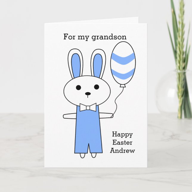 Easter Bunny Grandson Holiday Card (Front)
