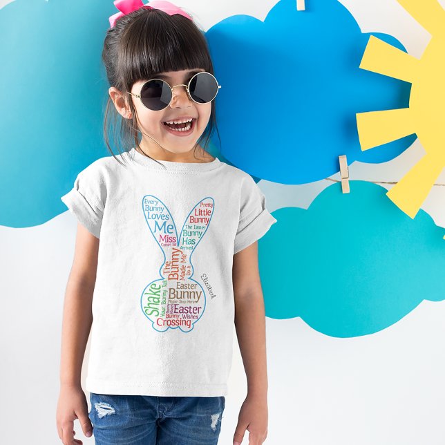 Easter Bunny Graphic Word Cloud with Name Girl T-Shirt (Creator Uploaded)