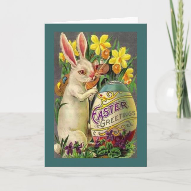 Easter Bunny Greetings Holiday Card (Front)