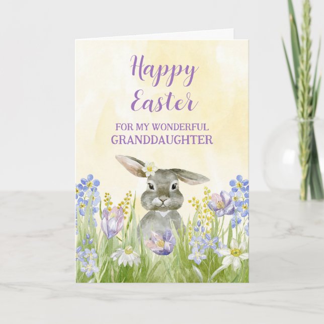 Easter Bunny Happy Easter Granddaughter Holiday Card (Front)