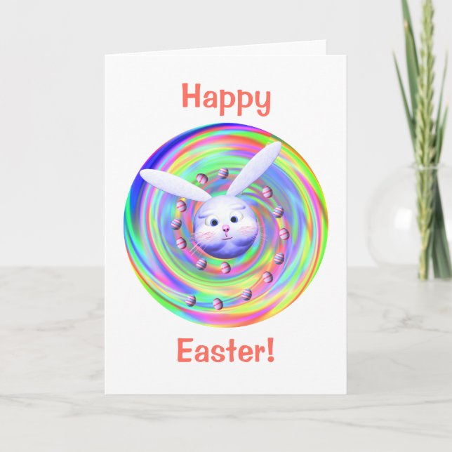 Easter Bunny Head Spin Holiday Card (Front)