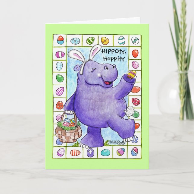 Easter Bunny Hippo Holiday Card (Front)