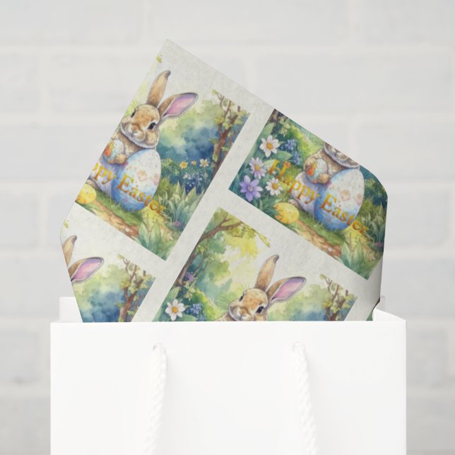 Easter Bunny holding easter egg Tissue Paper (Gift Bag)