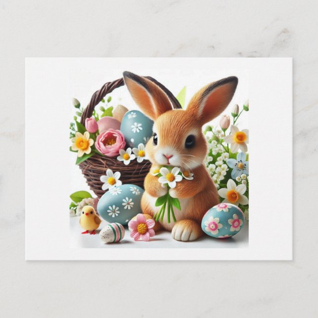 Easter bunny holiday postcard (Front)