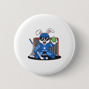 Easter Bunny Ice Hockey Goalie Men Boys Kids Toddl 6 Cm Round Badge