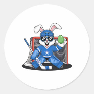 Easter Bunny Ice Hockey Goalie Men Boys Kids Toddl Classic Round Sticker