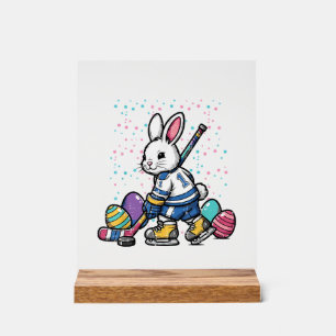 Easter Bunny Ice Hockey Player Eggs Rabbit Boys Ki Acrylic Sign
