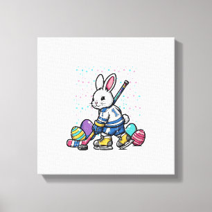 Easter Bunny Ice Hockey Player Eggs Rabbit Boys Ki Canvas Print