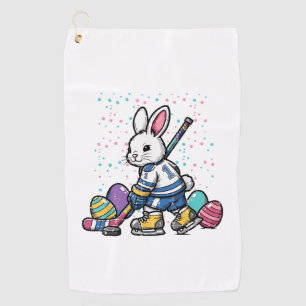 Easter Bunny Ice Hockey Player Eggs Rabbit Boys Ki Golf Towel