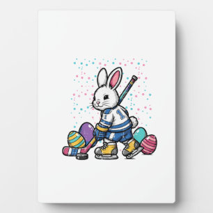 Easter Bunny Ice Hockey Player Eggs Rabbit Boys Ki Plaque