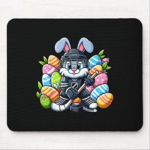 Easter Bunny Ice Hockey Player Lover Boys Girls Ki Mouse Pad